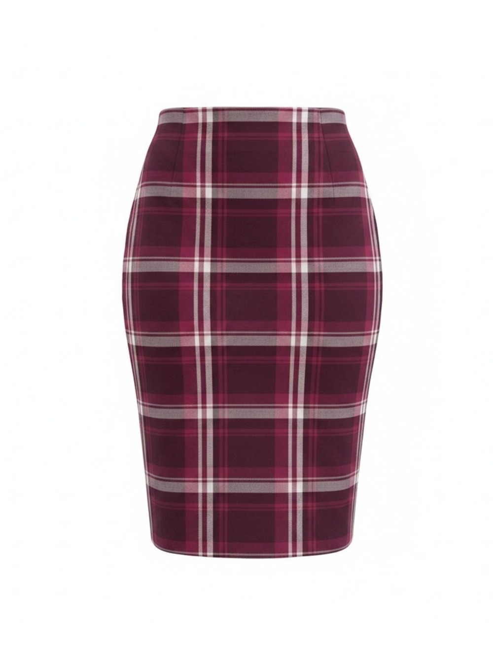 New York & Company Burgundy Plaid Pencil Skirt